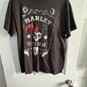 DC Comics Black Harley Quinn Tee with Red and White Graphics